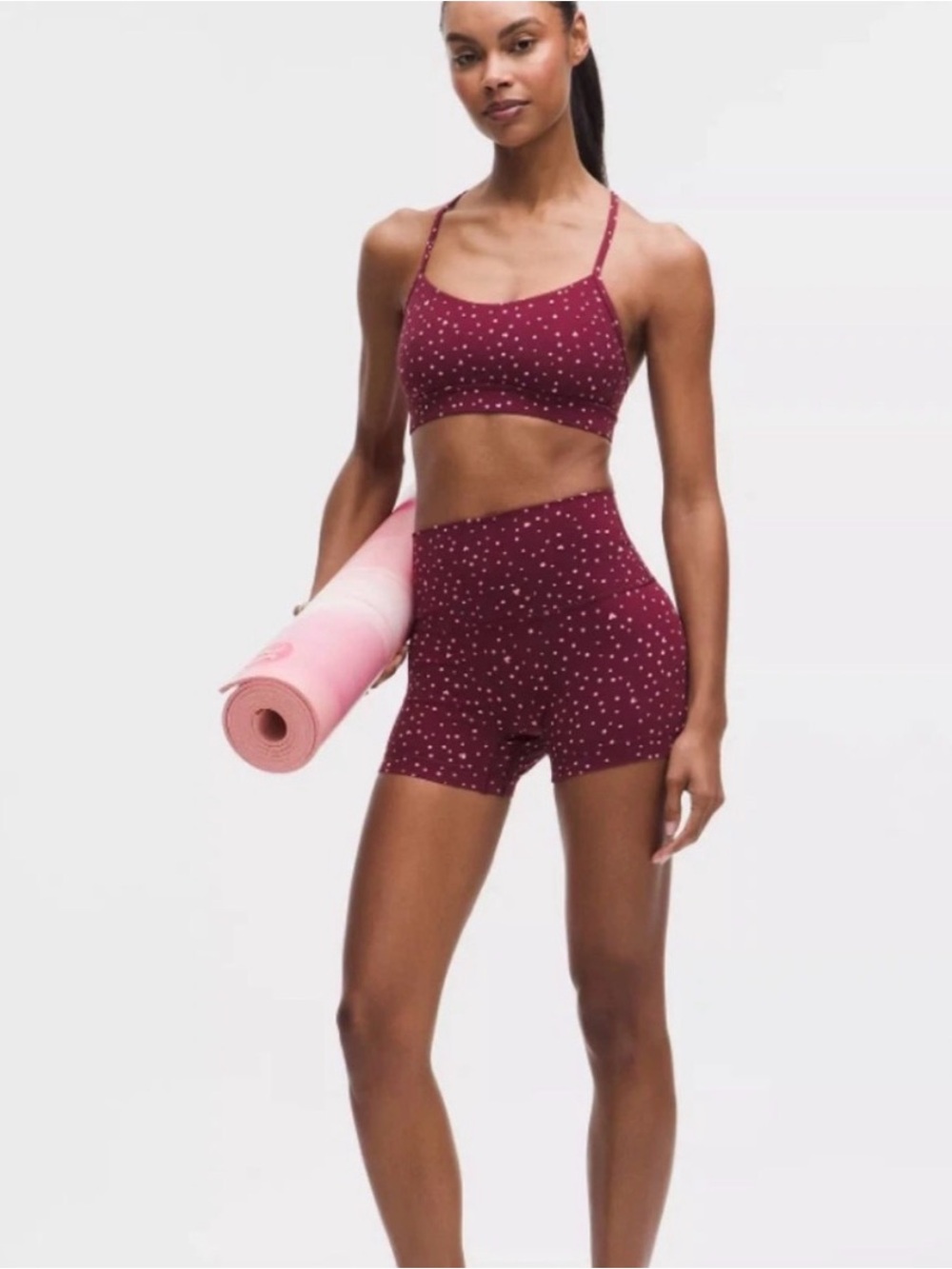 lululemon athletica Maroon Polka Dot High-Rise Bike Shorts